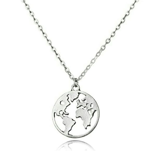 Docona Bohemian World Map Pendant Necklace for Wo - Picture 2 of 4